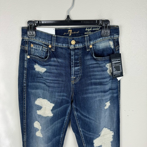 7 For All Mankind High Waist Vintage Bootcut Jeans Women's 26 Distressed NEW - Picture 2 of 9